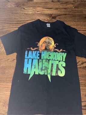 Gildan Black Graphic Tee with Orange Accents